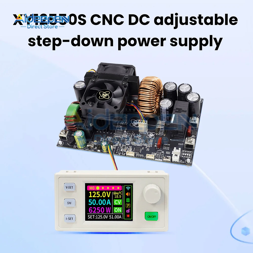 

High-Precision 6250W Programmable Buck Converter DC 12-140V to 0-125V 50A CNC DC Step-down Power Supply MPPT Solar Charging
