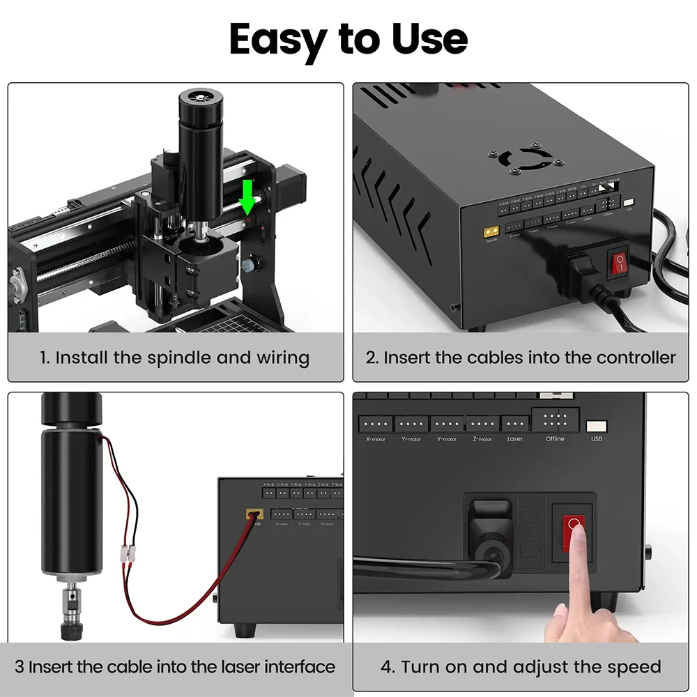 Yofuly CNC 500W Spindle Integrated Control Box with USB Port Offline Control Box Tools for Laser Engraving Milling Machine