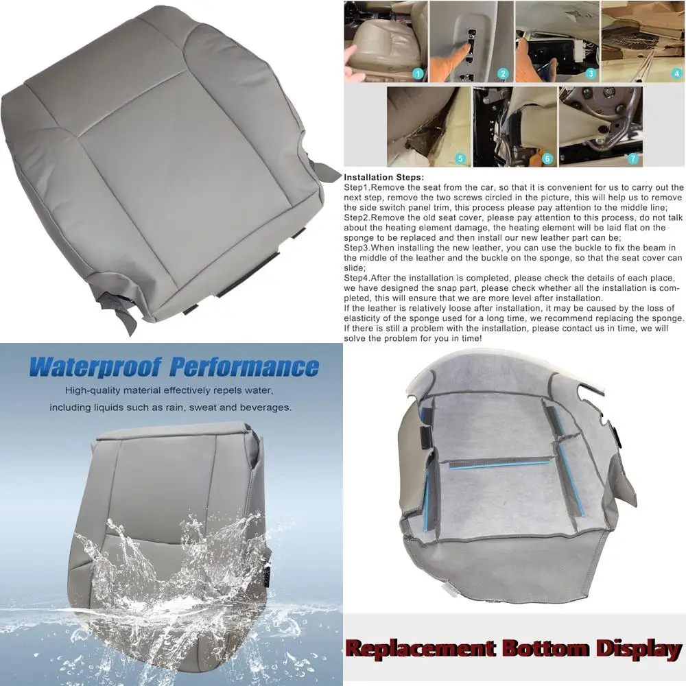 

Driver & Passenger Side Bottom & Top Lean Back Leather Seat Cover Gray Compatible with Toyota 4Runner Limited 2003 2004 2005 200