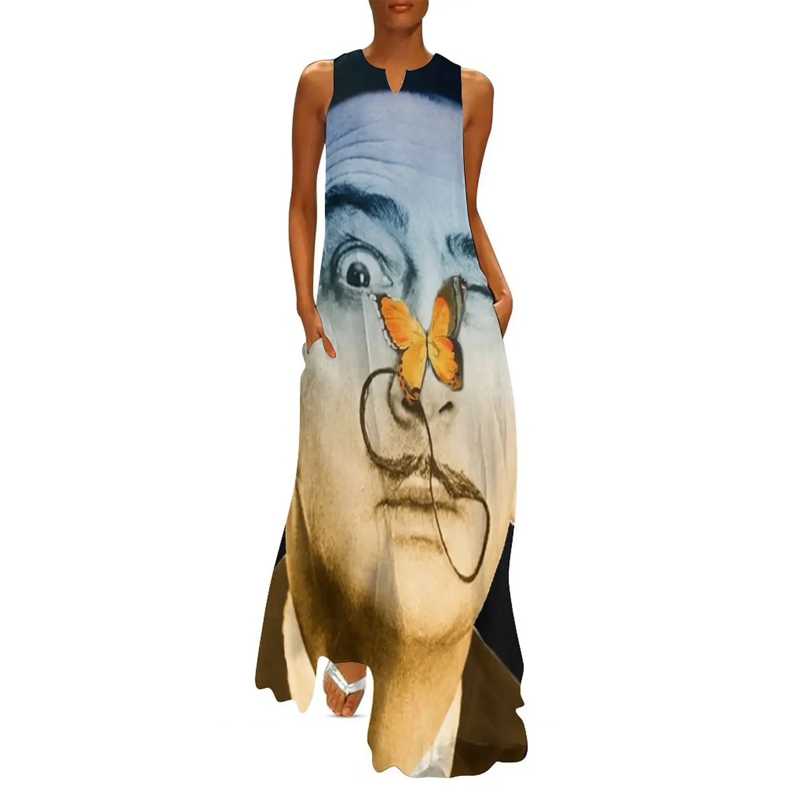 

Salvador Dali butterfly man Long Dress Summer dresses for women Elegant gown women's clothing korea stylish Dress
