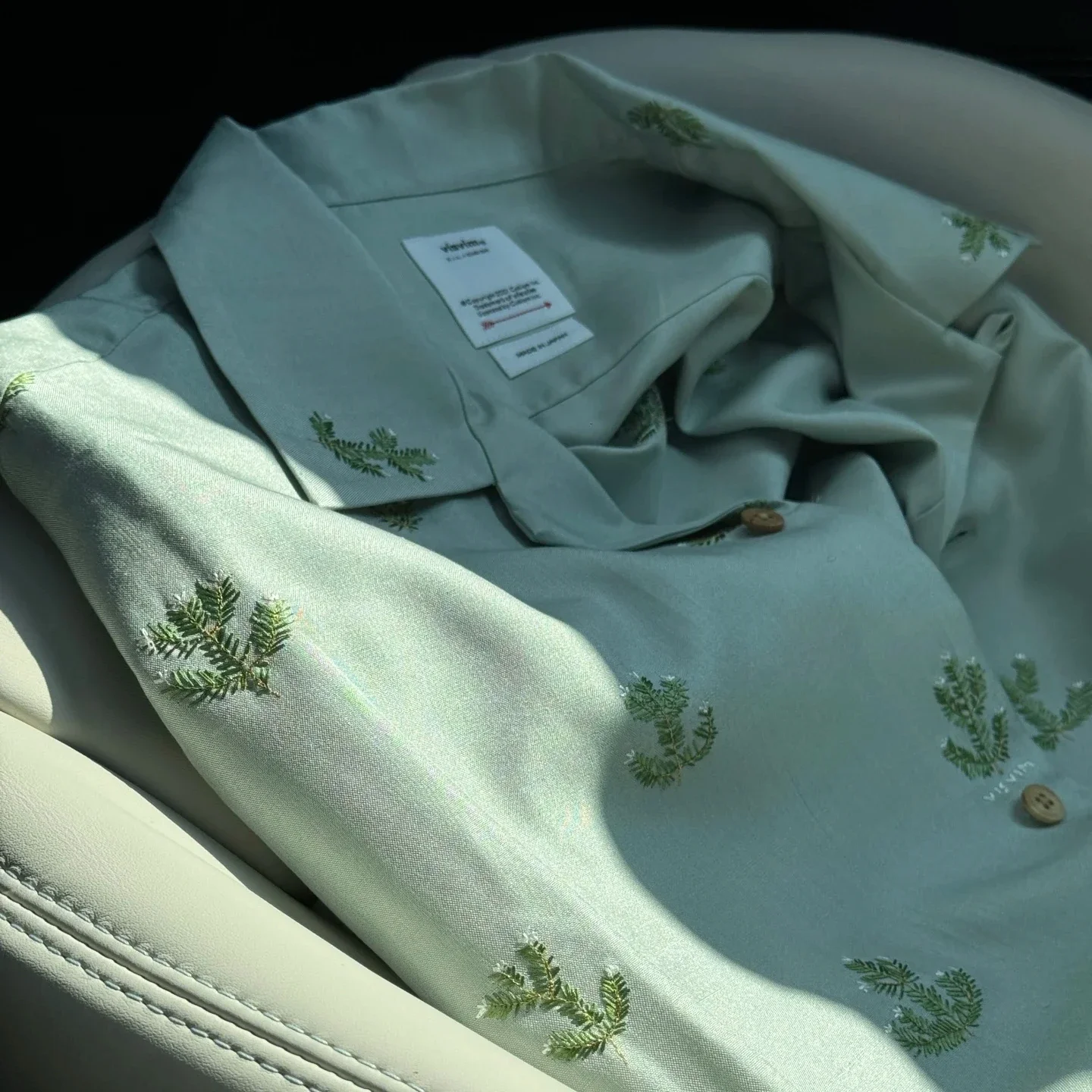 2025 VISVIM 24AW CROSBY SHIRT Camicia a maniche corte ricamata in pino di seta S/S