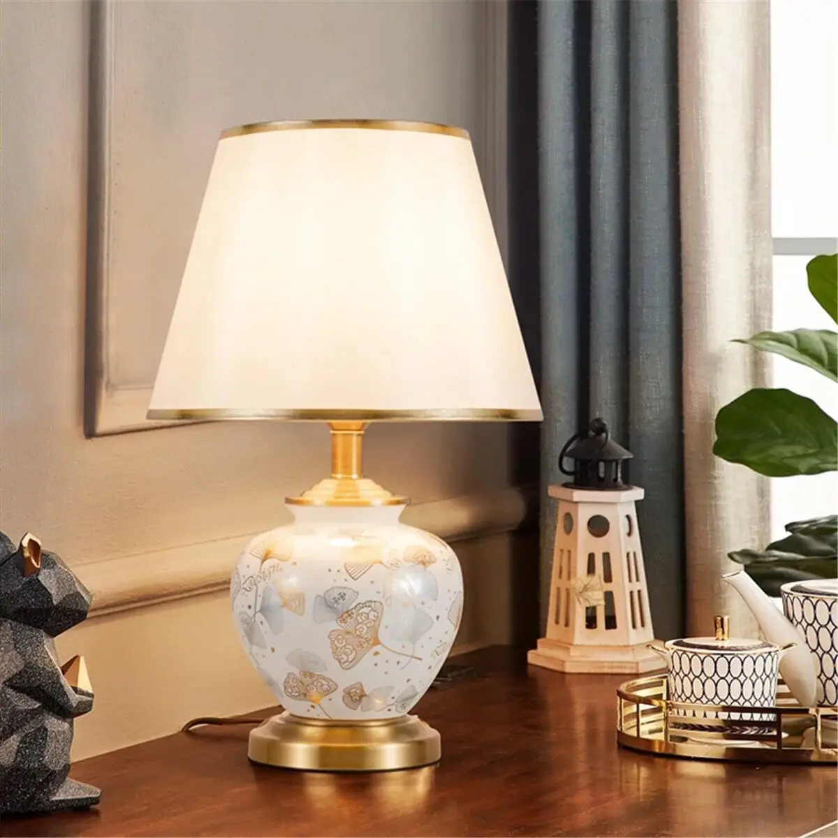 BELLE Modern Green Ceramics Table Lamp LED Creative Dimming Desk Light Fashion Decor for Home Living Room Bedroom