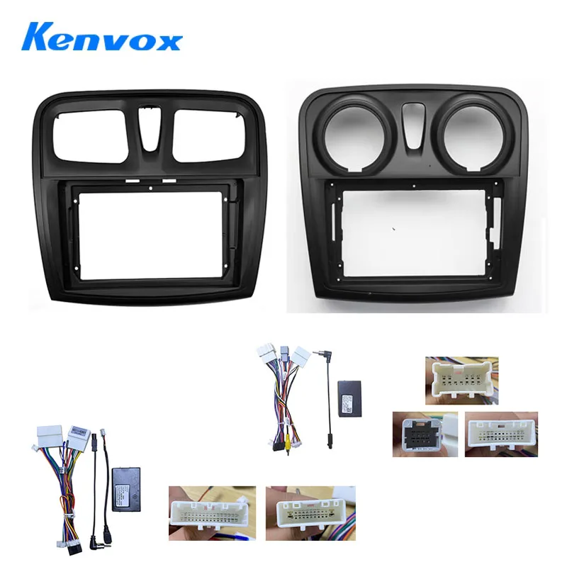 كينوفوكس راديو السيارة لرينو لوجان 2 2012 - 2019 سانديرو 2 2014 - 2020 أندرويد 2 الدين ستيريو تصاعد الحافة غطاء طقم إطارات #1