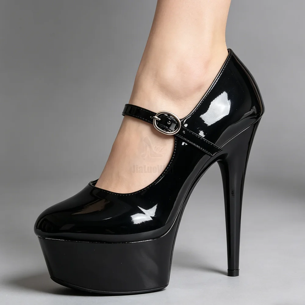 Picture 4: 6 Inch High Heel  Stiletto Platform Mary Jane Strap Shoes Unisex Size 36-43