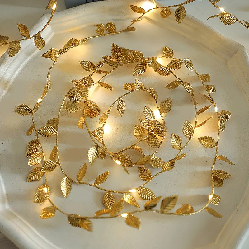 10M/5M/2M LED Golden Tiny Leaves Fairy Light Battery Powerd Led Copper Wire String Lights For Wedding Home PartyXmas Decor