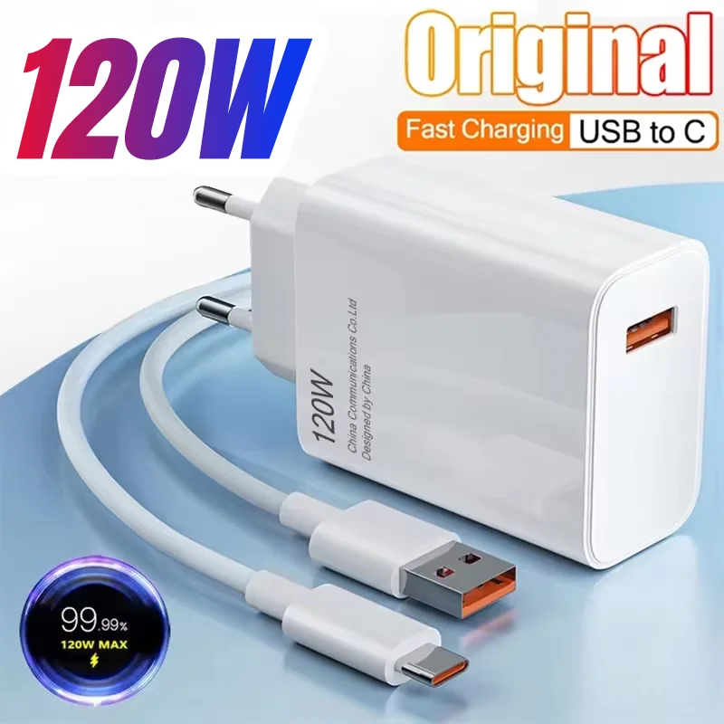120W Ultra Fast Charger QC 5.0 67W 55W 33W EU Plug 6A Type C Cable Rapid Charging Adapter For iPhone Huawei Sumsang NEW