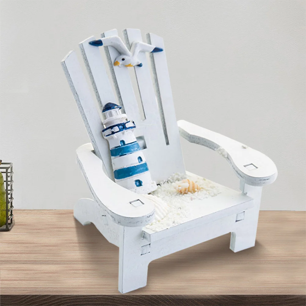 قطعتان من كرسي الشاطئ الخشبي المصغر على طراز البحر الأبيض المتوسط لتزيين المنزل والمكتب وغرفة الأطفال وعرض المكتب #3