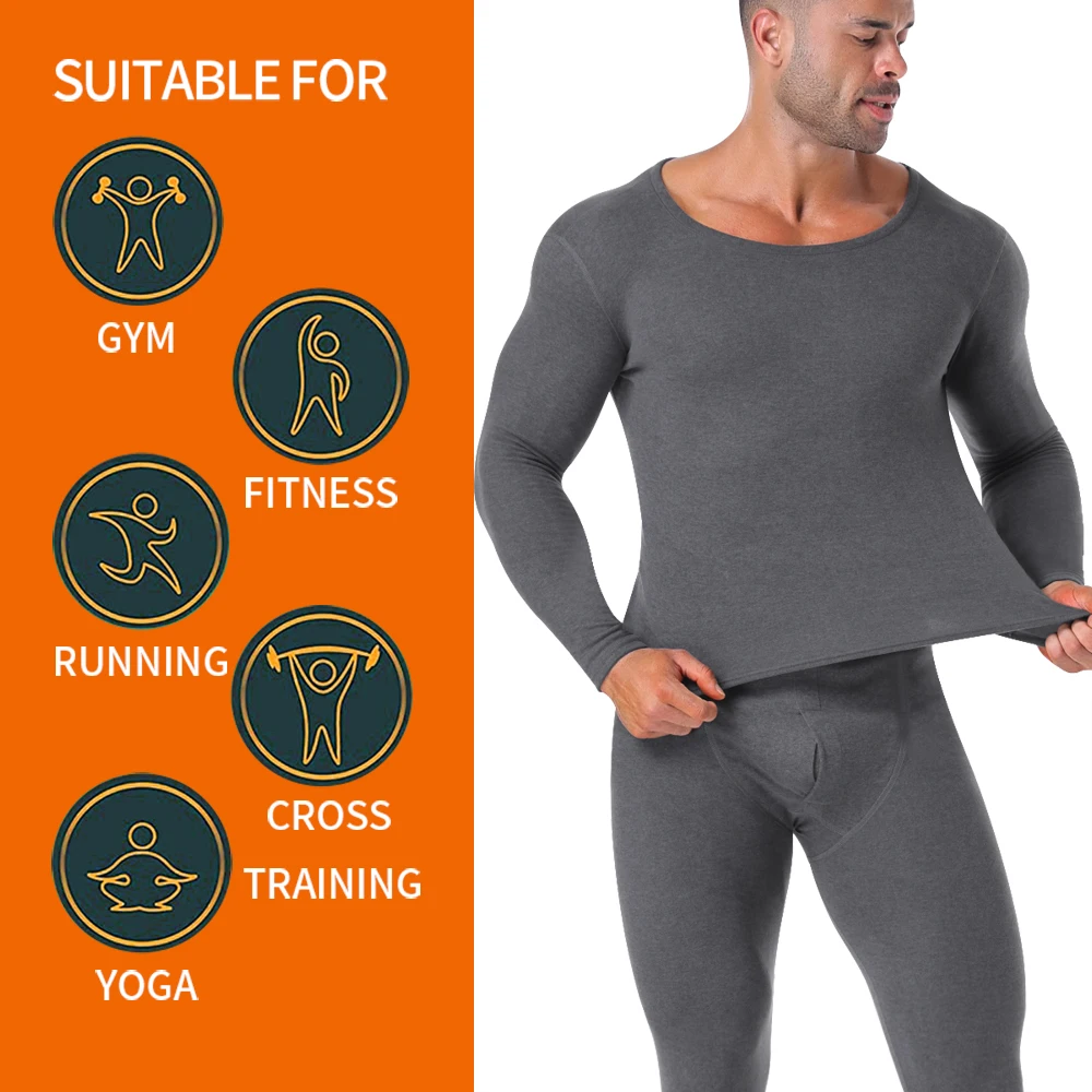 Thermal Underwear Men\'s long-sleeved Sweater tops brushed leggings Warm Set Winter Clothing Comfortable Keep Warm Suit L-4XL New