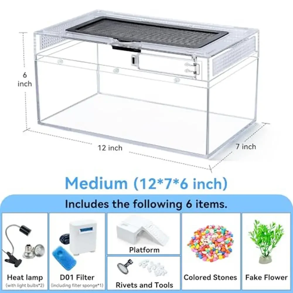 High-Definition Turtle Habitat Kit with Heating Lamp and Advanced Ventilation System