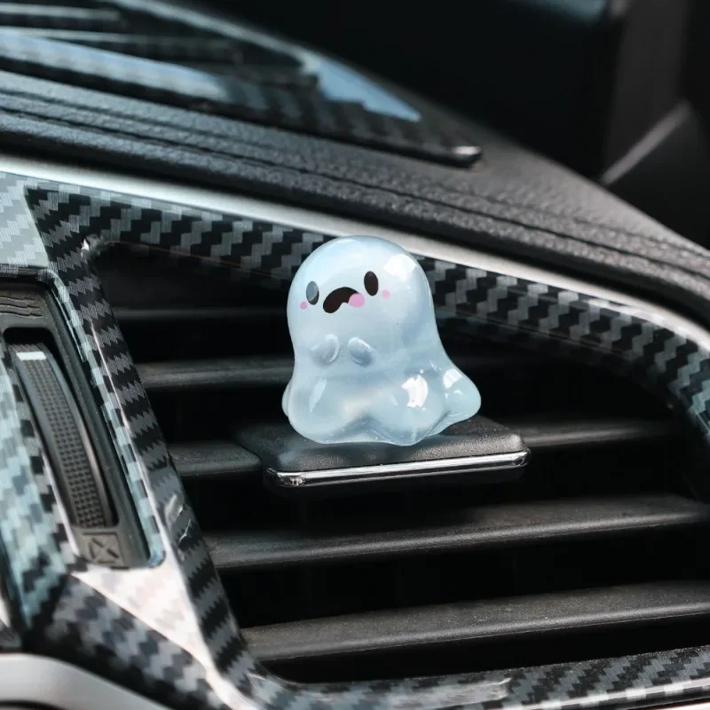 Cute Halloween Ghost Luminous Car Ornaments Glow-in-the-dark DIY Resin Ornament Micro Landscape Desktop Decorative Accessories