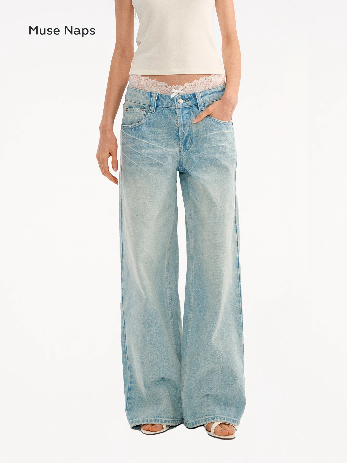 

Джинсы женские с низкой посадкой, цвета ледяной синевы, прямые, широкие, повседневные, универсальные, удлиненные