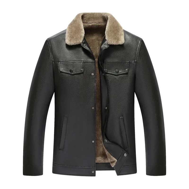 

Men's 2025 Autumn and Winter New Fashionable Men's Fur Integrated Winter Coat Trendy Handsome PU Leather