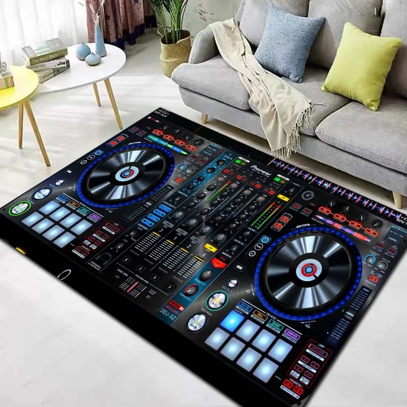 DJ Controller Mixer Print Flannel Area Rug Non‑Slip Soft Floor Mat For Couch Bedroom Living Room  Indoor Home Cozy Decor Gift