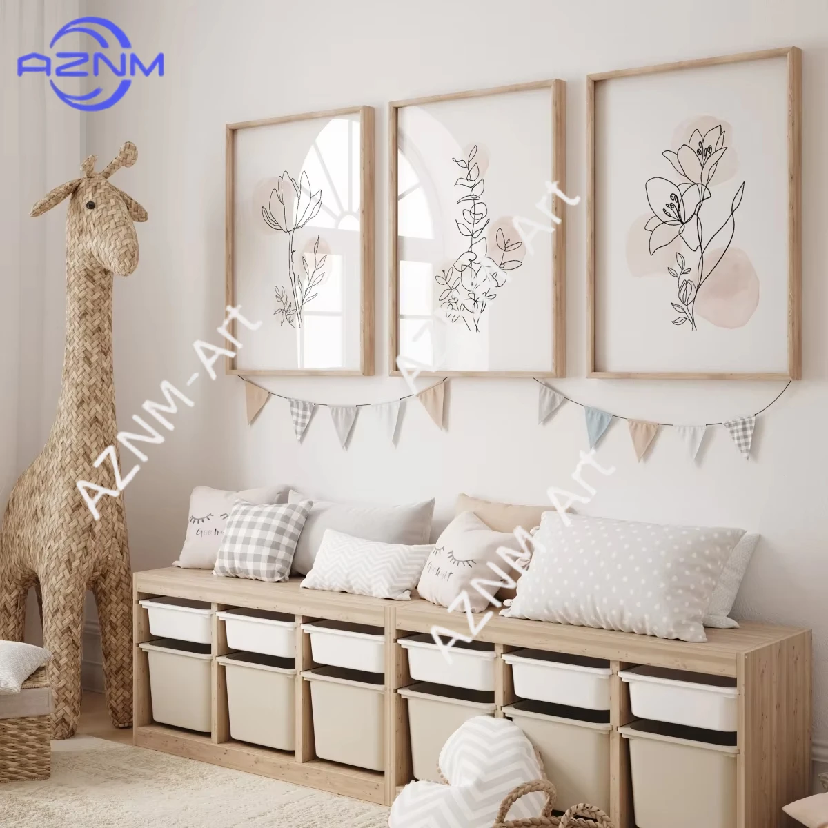 1 Stück/3 Stück Neutrale Blumen Abstrakte Leinwanddruck Poster Moderne Botanische Florale Linienkunst Drucke Schlafzimmer Wandkunst Heim-Dekoration