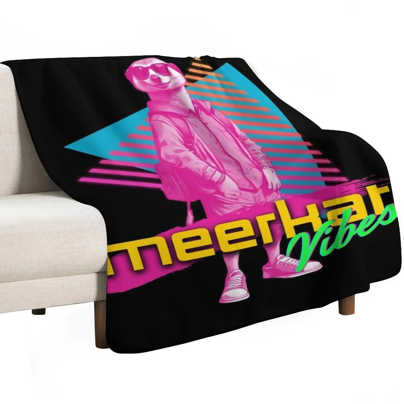 Meerkat Vibes Throw Blanket Luxurious Soft Fuzzy Blanket for Sofa Bed