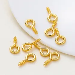 50Pcs 14K/18K Gold Color Plated Brass Mini Eye Pins Eyepins Hooks Eyelets Screw for DIY Jewelry Making Supplies
