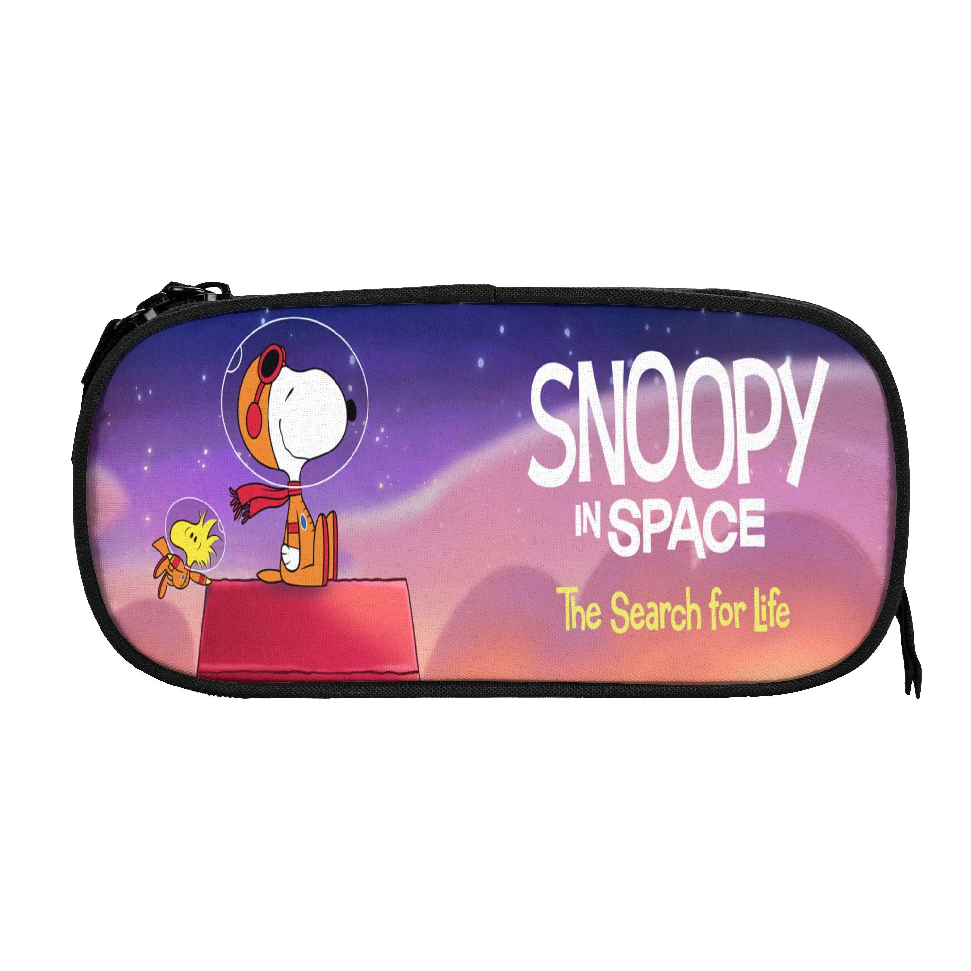 

Large-capacity Pen Box Snoopys cartoon dog School Supplies Double Layer Pencilcase Women Make Up Bag Suprise Gift