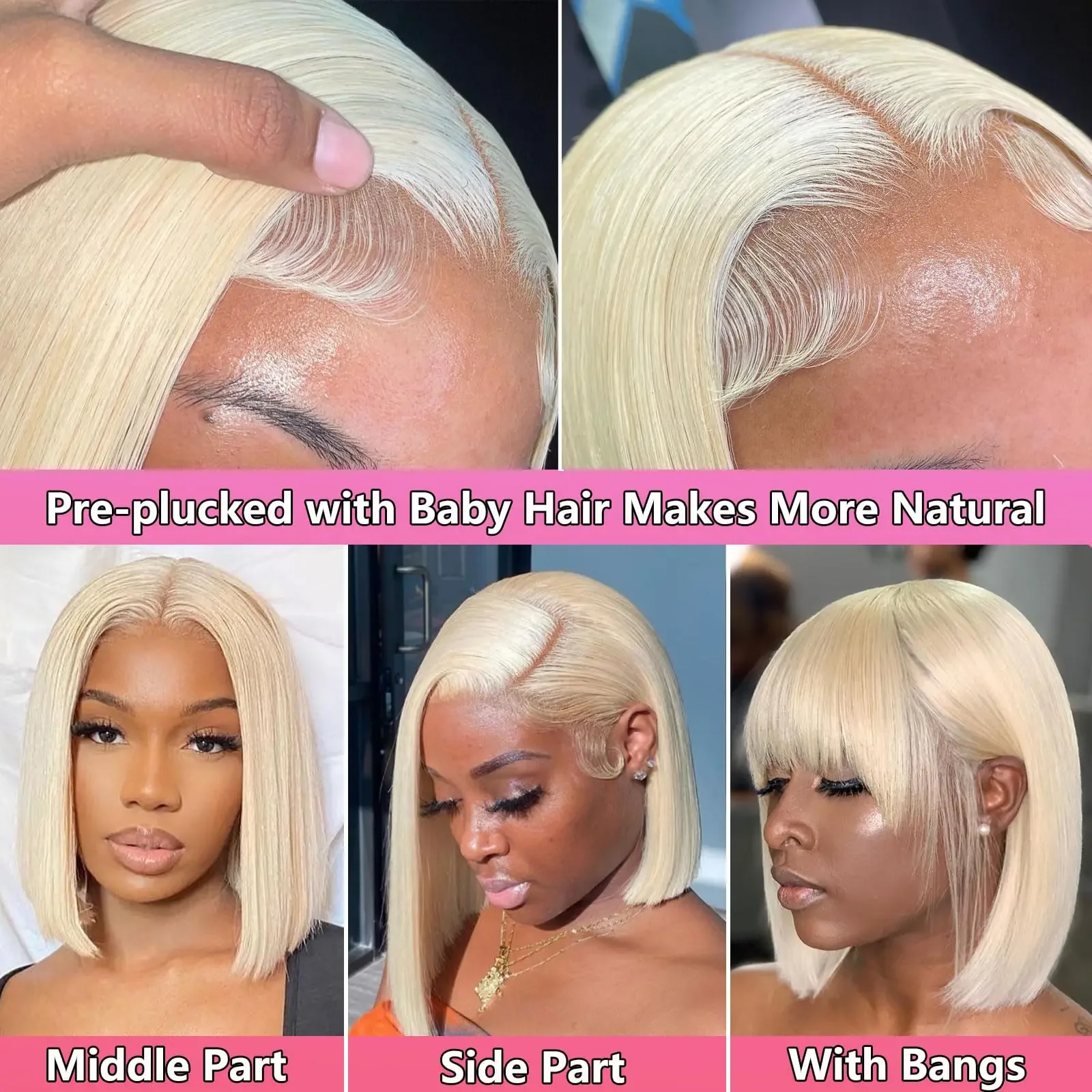 Blonde Straight Bob Wig HD Transparent Lace Pre Pluck No Tangle No Shedding Human Hair Wig 13x4 13x6 Lace Frontal Wig For Women