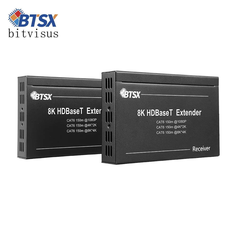 8K HDBaseT HDMI 2.1 HDCP 2.3 40Gbps Extender TX RX Set IR RS232 CEC POE Audio Out 150m Over Cat6 OEM ODM 7x24H Support
