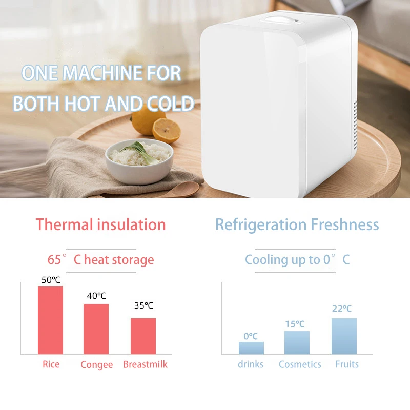 Portable car refrigerator 8L dormitory home refrigeration heating cosmetic food breast milk storage