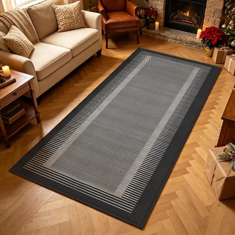 1 Piece Monochrome Linear Striped Woven Rug, Soft And Comfortable, All Seasons Suitable, Lightweight And Easy To Care, Home Decoration, Room Decoration, Winter, Autumn, For Living Room, Bedroom, Dining Room, Entryway
