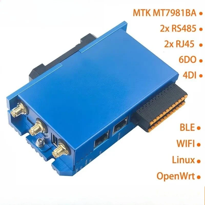 PLC Edge Computing Controller 4G WiFi Dual Ethernet RS485 DI DO MT7981BA Industrial IoT PLC Programming Support Linux Openwrt