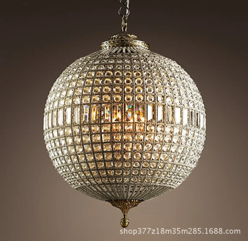 

Medieval French Court Style K9 Crystal Chandelier Retro Light Luxury Globe Chandelier Living Room Bedroom LED Decorative Lamp