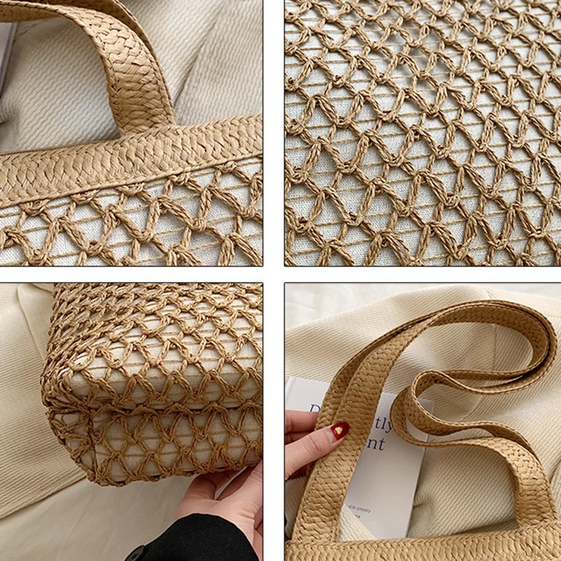 New Casual Handbag Straw Woven Hollowed Out large Capacity Tote Bag Women Bag Artistic Summer Niche Personalized Shoulder Bag