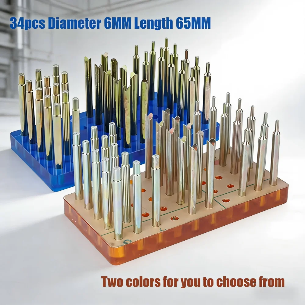 34Pcs Gem Dopsticks Set 6MM Diameter 65MM Length Gemstone Dop Stick with Storage Box Stone Faceting Grinding Polishing Tool