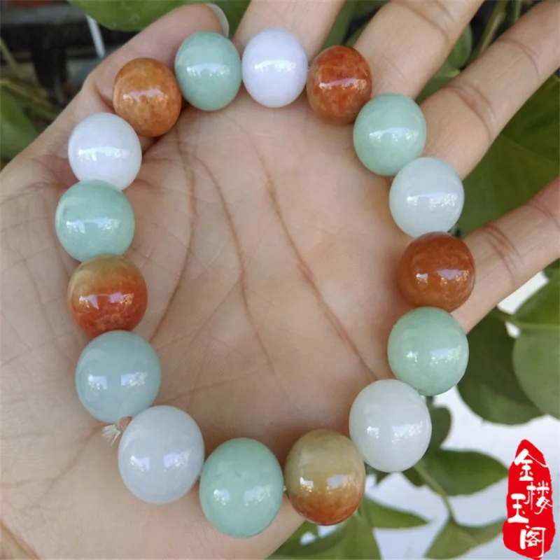 Supply a Goods Ice Run Waxy Myanmar Colorful Multi-Color Jade Bracelet Factory Wholesale