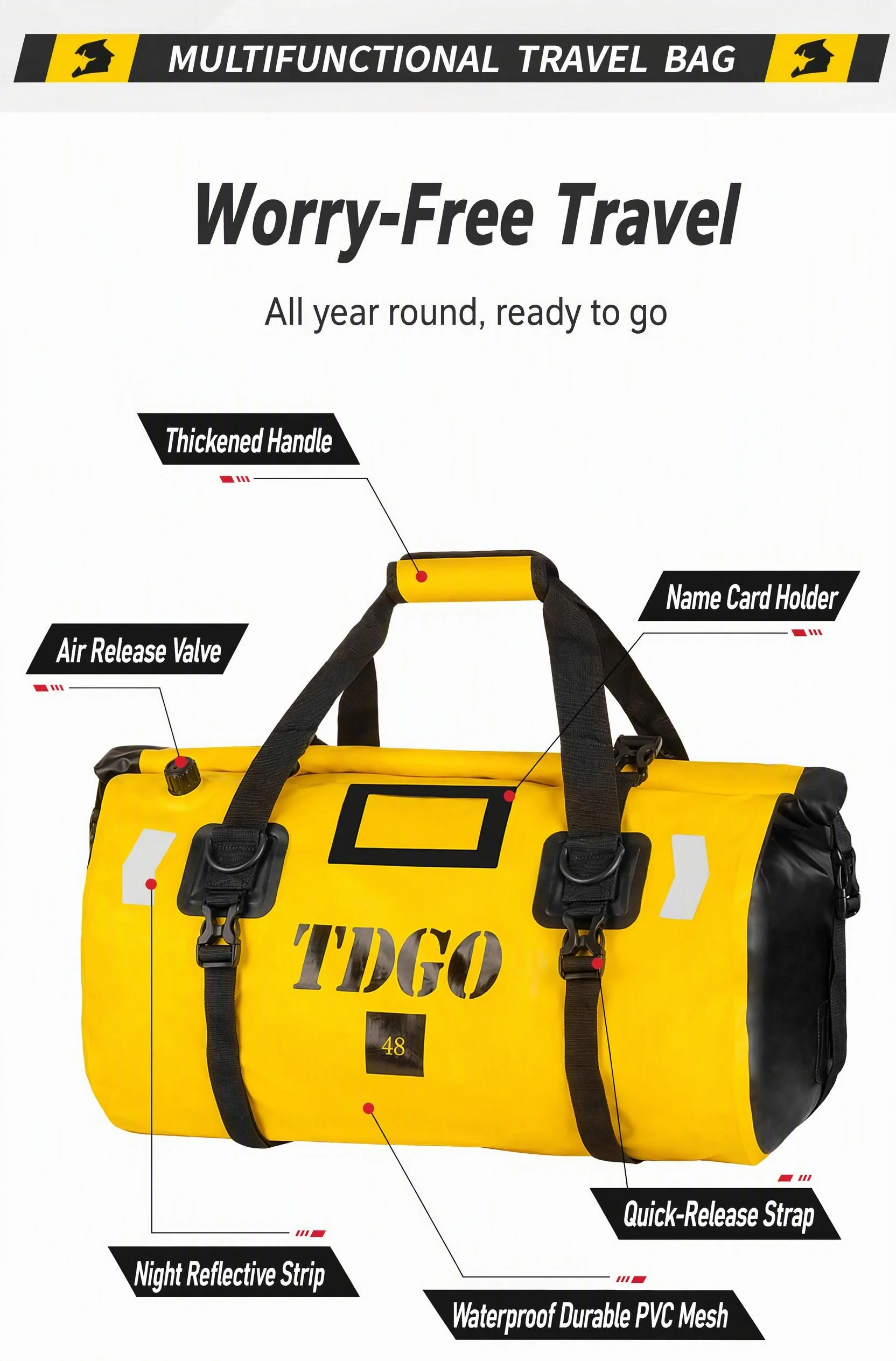 Motorcycle waterproof rear bag, travel outdoor dry bag, rolling storage bag, 36/46/66 sizes, motorcycle luggage backpack, motorc