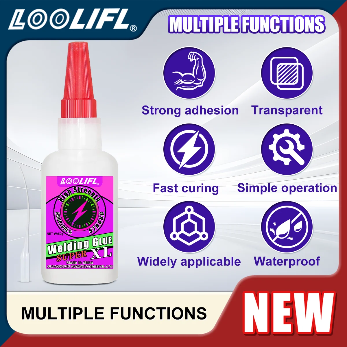50g الغراء السوبر لديها قوة ارتباط عالية وتجفيف سريع، مما يجعلها خيار مثالي لإصلاح وتثبيت البلاستيك السيارات