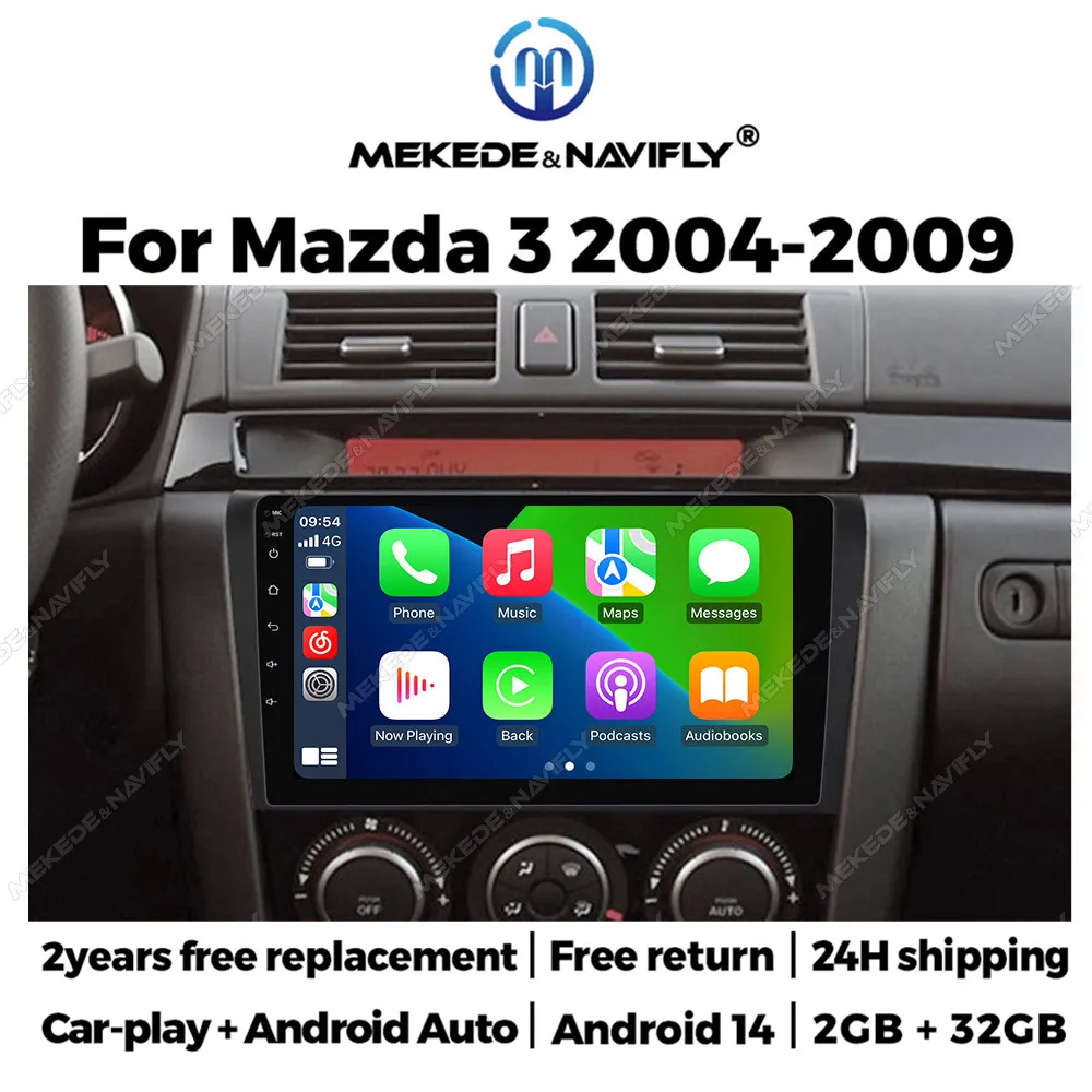 Android 14 9inch Touch Screen for Mazda 3 2004 2005 2006 2007 2008 2009 Car Radio Support BOSE Amplifier Carplay Player RDS WIFI