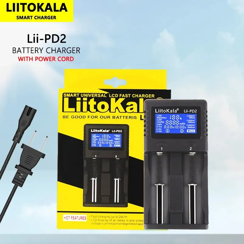 Liitokala เครื่องชาร์จแบตเตอรี่ Lii-S4 Lii-S2 Lii-PD2 Lii-500 Lii-PD4 Lii-402 Lii-M4 Lii-M4S 18650 26650 21700แบตเตอรี่ลิเธียม NiMH