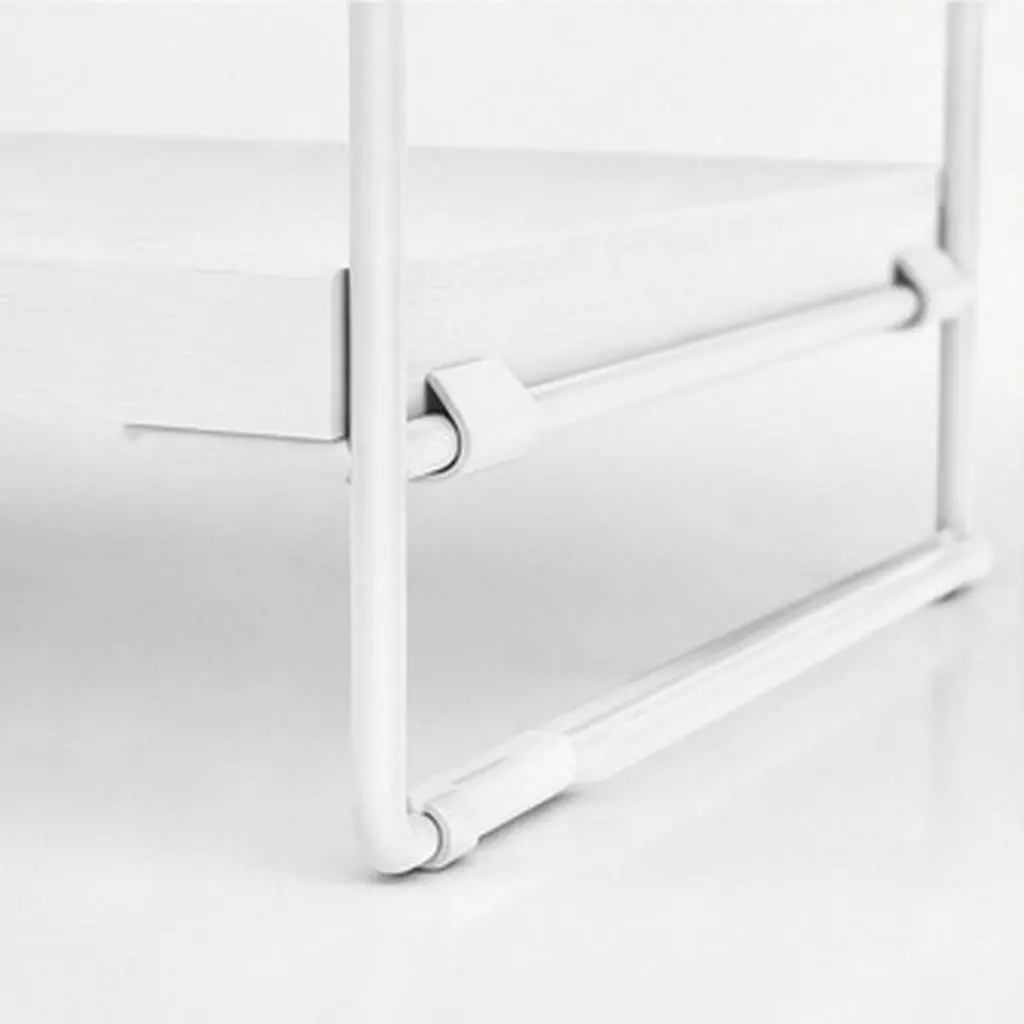 Dual-Layer Small Bookshelf Wood Metal Frame Desk Bookshelf Organizer Desktop Storage Rack Office Dorm Bedroom Countertop Display