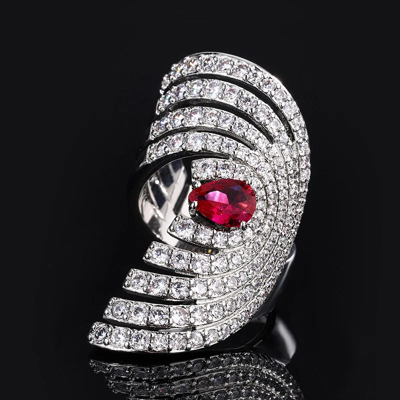 

Jewelry European and American Exaggerated Crystal Gemstone Open Ring Demon Eye Ring Luxurious Evening Party Index Finger Ring