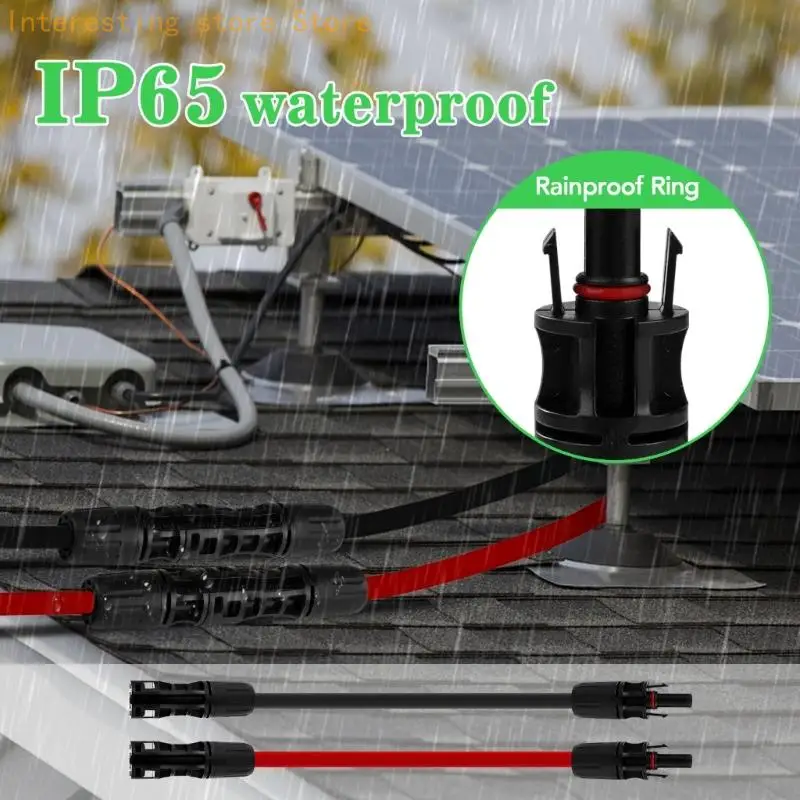 Flat Solar Cable Extension Set, 42 2-Wire Cable Line for Array Routing and Outdoor Color-Coded Wire Section Use 55KC