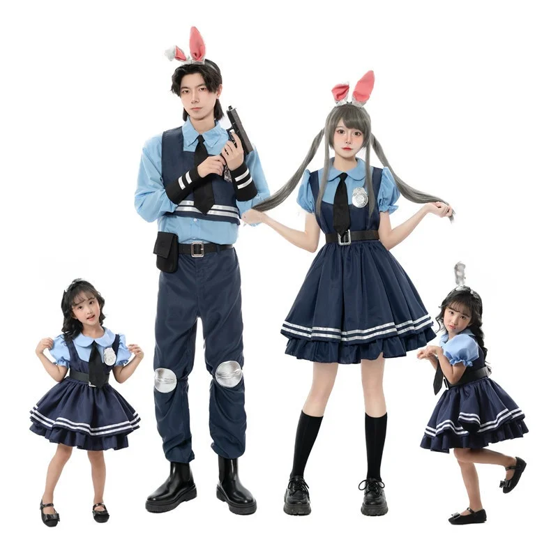 loween Judy Rabbit Ni  Cartoon COSPLAY Costume Festival Supplies Judy Police Officer Rabbit Outfit Women's Faion