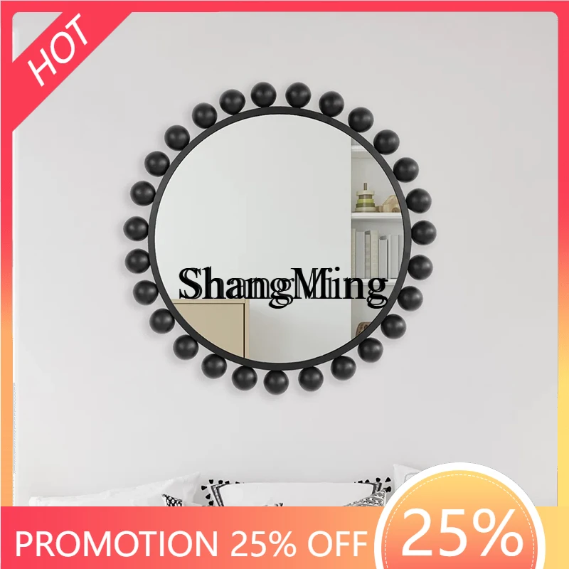 

CL Round Light Luxury Bathroom Mirror Bedroom Dressing Bathroom Wall Hanging Entrance Wall Multifunctional Decorative Mirror