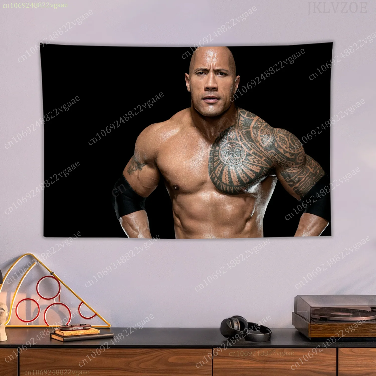 W-WWE The Rock نسيج الملصقات جدار المفروشات لغرفة النوم الديكور الجمالية Tapices العلم المصارعة المشجعين الملاكمة العلم #5