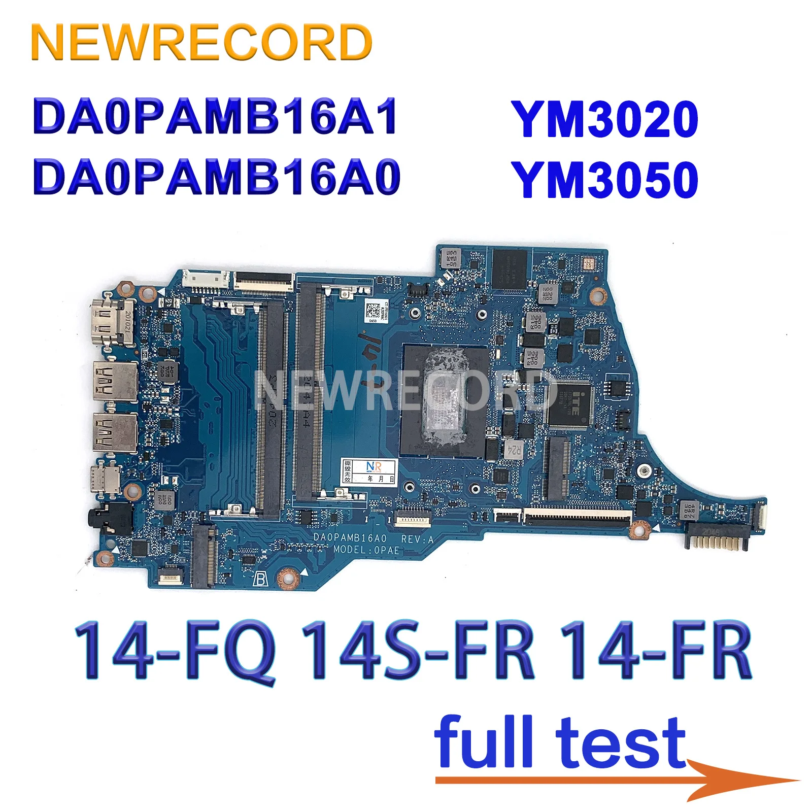 For HP 14-FQ 14S-FR 14-FR Laptop Motherboard DA0PAMB16A1 DA0PAMB16A0 YM3020 YM3050 100% Working