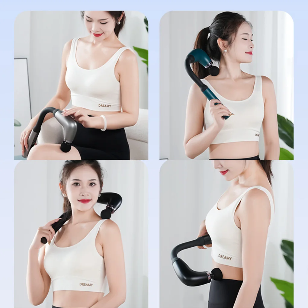 

Fascia Gun with Extended Handle and Elbow for Self-assist Massage of the Upper and Lower Back Muscle Relaxation and Massage Done