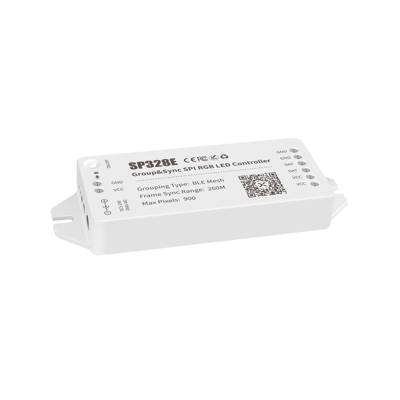 SP328E pixel light controller for RGB strip light with IC, MESH Group&Sync SPI RGB LED Controller