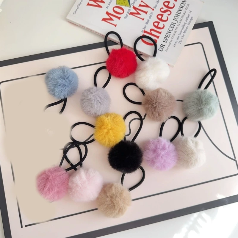 Furry Ball Pompoms Hair Tie Hair Rope Ponytail Holder Scrunchie Hair Tool Dropship