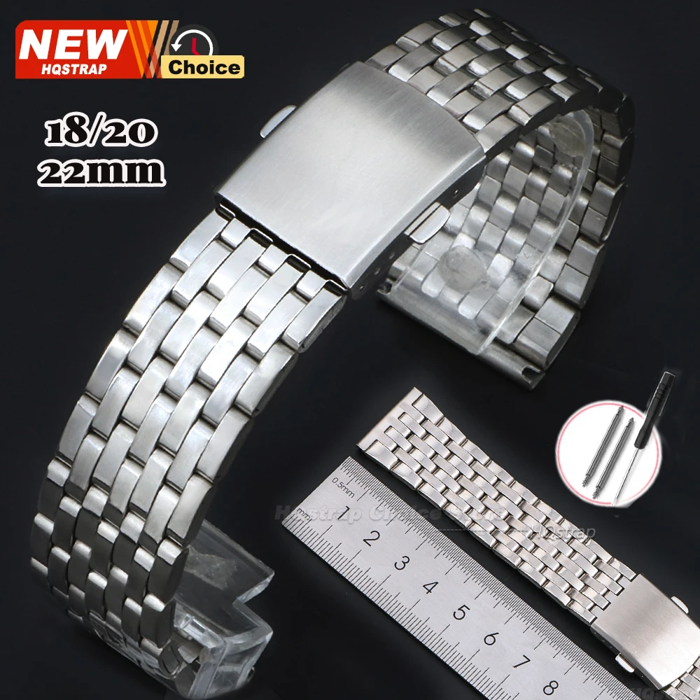 18mm 20mm 22mm Edelstahl Uhr Band Universal Strap Falten Sicherheit Schnalle Frauen männer Armband Armband Uhr gürtel Zubehör