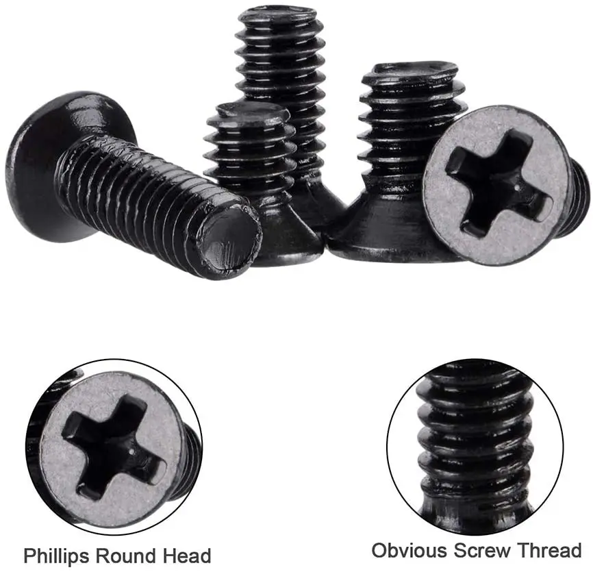 M1.4 M1.6 M2 M2.5 M3 M4 M5 Black Micro Phillips Cross Flat Countersunk Head Screw Mini Glasses Bolt Set Assortment Screws Box