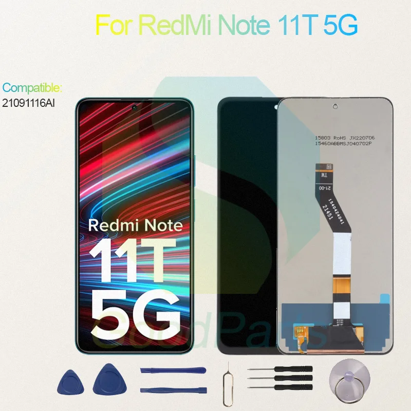 Test Before Ship For RedMi Note 11T 5G Display Touch Screen Digitizer Panel Assembly Lcd Screen 21091116AI Note 11T 5G Screen Di