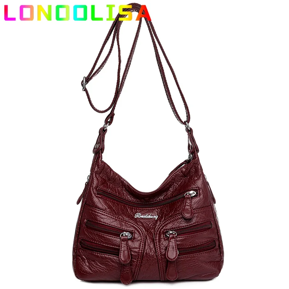 Women\'s Soft Leather Shoulder Bags High Quality Multi-Layer Casual Crossbody Bags for Female Luxury Designer Purses and Handbags