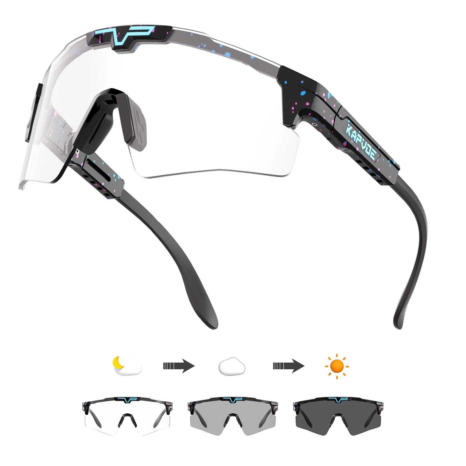 

Kapvoe Gold Photochromic Glasses Cycling Sunglasses Bike Bicycle Rimless Outdoor MTB Mountain Sports Eyewear Men Women UV400