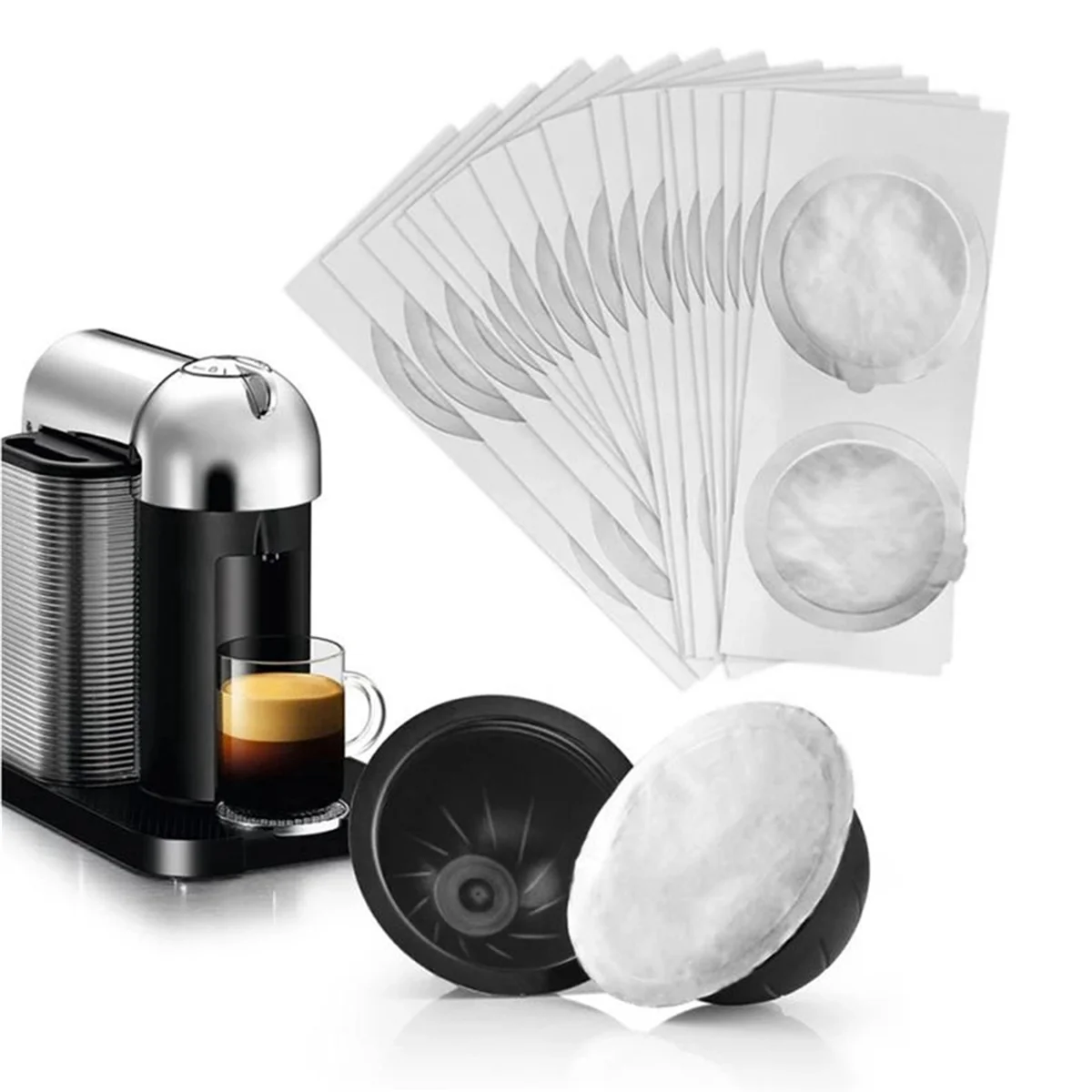 300PCS 62MM Disposable Coffee Capsule Seals Foils Cream Foam Coffee Filter Lid Sticker for Vertuo